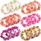 30 Pieces Colorful Tropical Hawaiian Leis Headband Elastic Ruffled Flowers Headpiece for Luau Party Supplies
